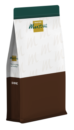 Master Martini「Shine」產品包裝袋,上部深綠色,中部白色配標誌,下部啡色